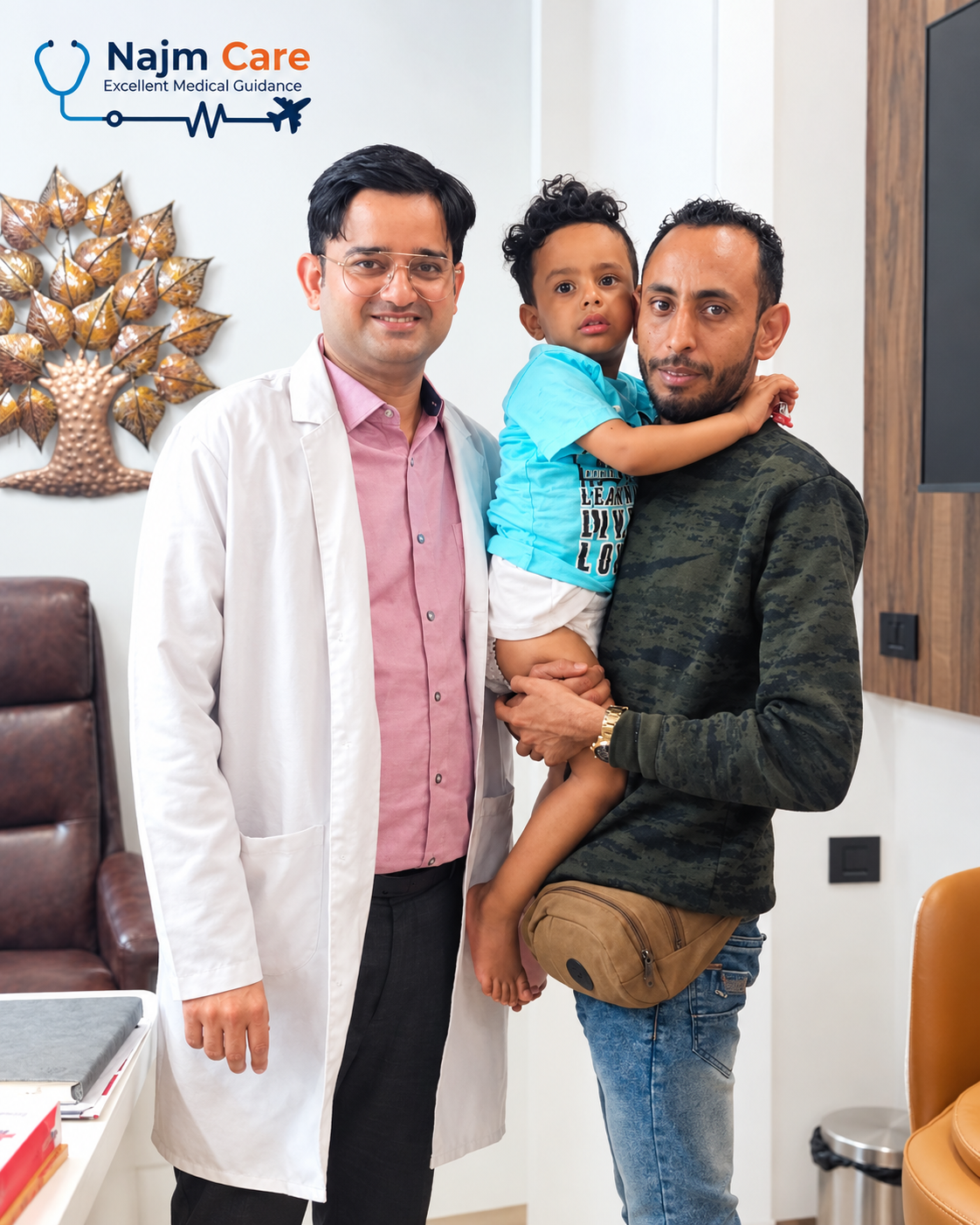 Patient with NajmCare agent at hospital consultation